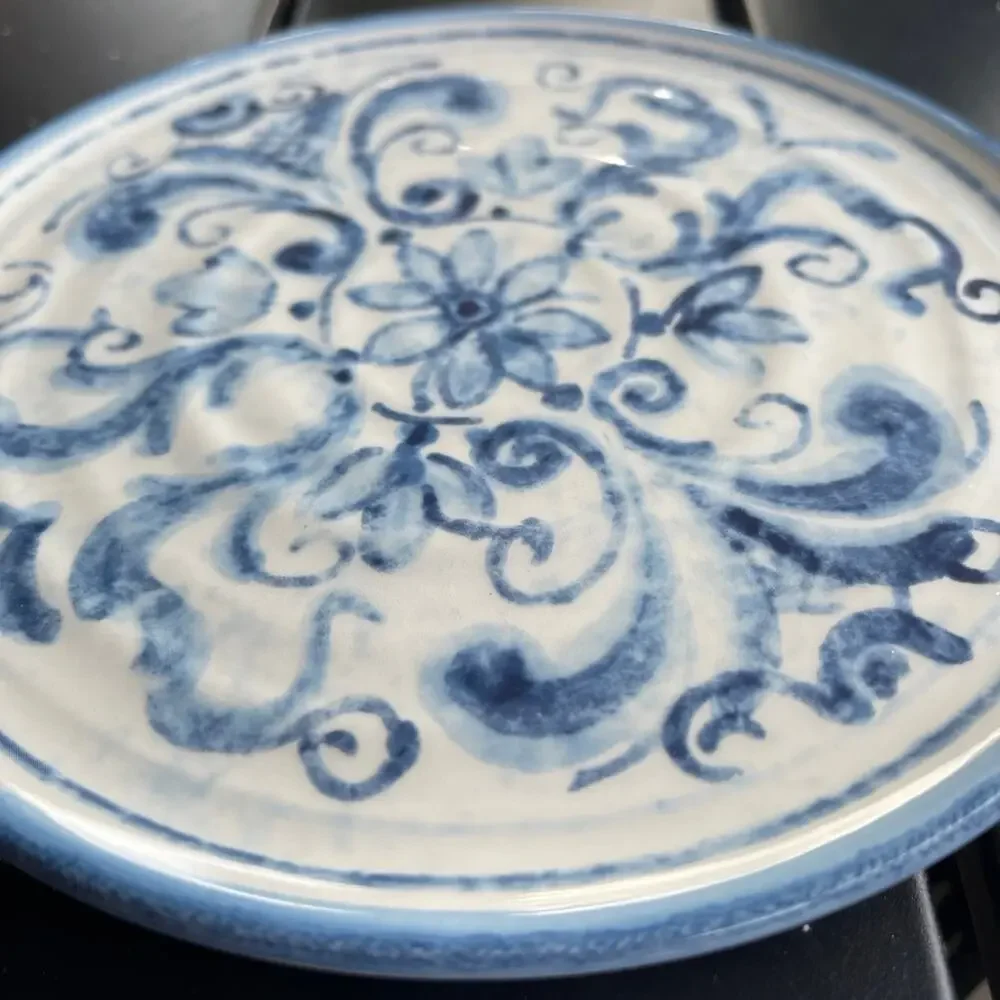 Acqua earthenware 7-1/2” appetizer plate blue and white by Sur La Table